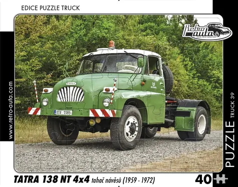 RETRO-AUTA Puzzle TRUCK č.39 Tatra 138 NT 4x4 tahač návěsů / 1959–1972 / 40 dílků / 32 x 24 cm