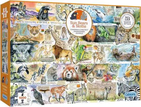 GIBSONS Puzzle Medvědi a lenochodi / 1000 dílků / 68 x 49 cm