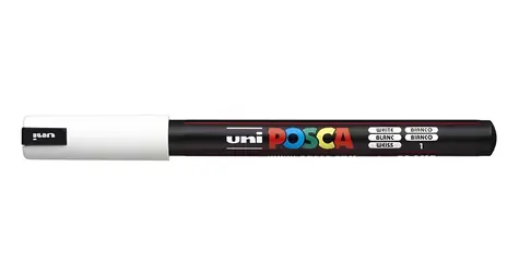 POSCA PC-1MR bílá / Popisovač / Akrylový / Kulatý hrot 0,7 mm / Rychleschnoucí