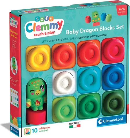 Clementoni Soft Clemmy / Sada měkkých kostek / 10 kusů / figurka draka