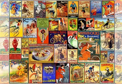 GRAFIKA Puzzle Vintage plakáty s koly / 1000 dílků / 69 × 47,8 cm