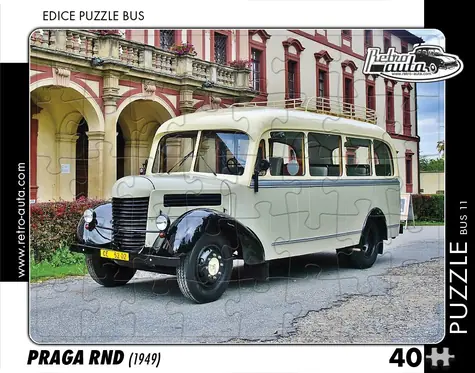 RETRO-AUTA Puzzle BUS č.11 Praga RND (1949) / 40 dílků / 32 x 24 cm
