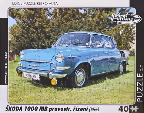 RETRO-AUTA Puzzle č.07 Škoda 1000 MB (1966) pravostranné řízení / 40 dílků / 32 × 24 cm