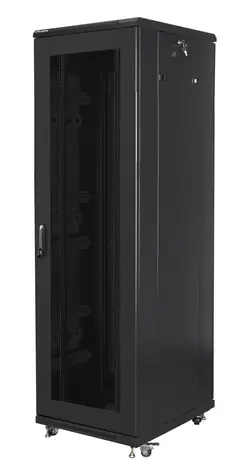 Lanberg Rack 42U černá / Stojanový rozvaděč / 19" / 600x800 mm / Flat pack / Perforované dveře