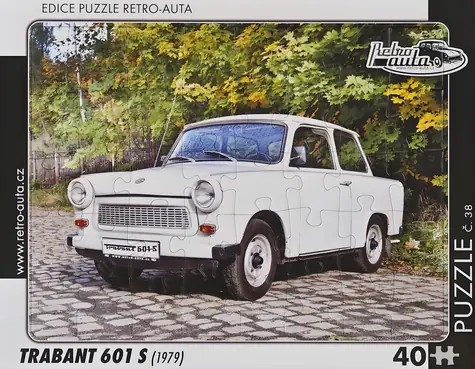 RETRO-AUTA Puzzle č.38 Trabant 601 S (1979) / 40 dílků / 32 × 24 cm