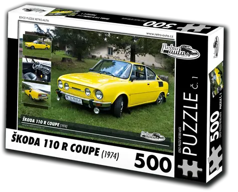 RETRO-AUTA Puzzle č. 1 Škoda 110 R Coupe (1974) / 500 dílků / 48 × 36 cm
