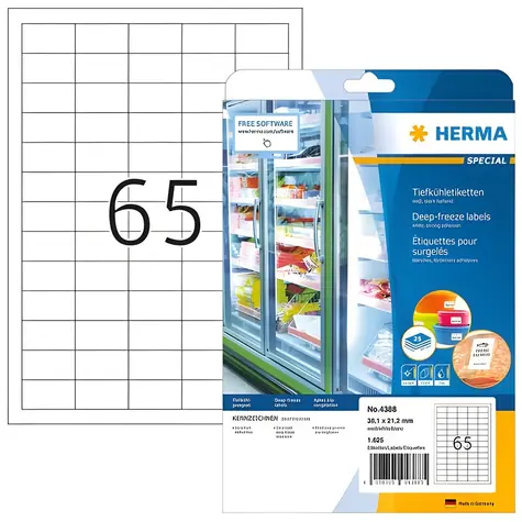 HERMA Mrazicí etikety bílé 38,1x21,2 mm / Etikety / Papír / 1625 ks / A4