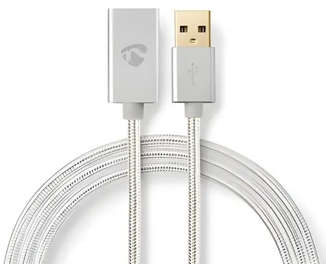 Nedis Profigold Fabritallic USB-A prodlužovací kabel / USB-A - USB-A / USB 2.0 / 480 Mbps / 2 m