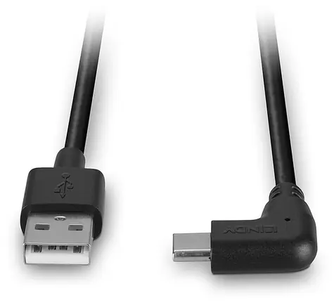 Lindy USB-A - USB-C 90° 1 m černá / USB kabel / USB 2.0