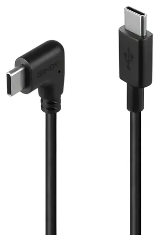 Lindy USB-C - USB-C 90° černá / USB kabel / USB 2.0 / 1 m / PD 60W