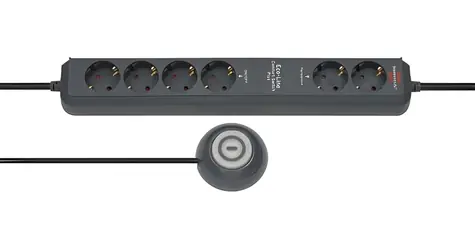 Brennenstuhl Eco-Line Comfort antracit / Prodlužovací kabel / 6x zásuvka / nožní spínač / osvětlený / 2 m