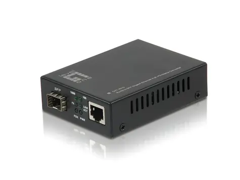 LevelOne GVT-2010 / Media konvertor / RJ45-SFP / Gigabit Ethernet / PoE PD / Web managed