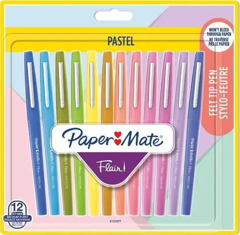 Paper Mate Flair Pastel / Fix / 12 ks / hrot 0,7 mm / blistr