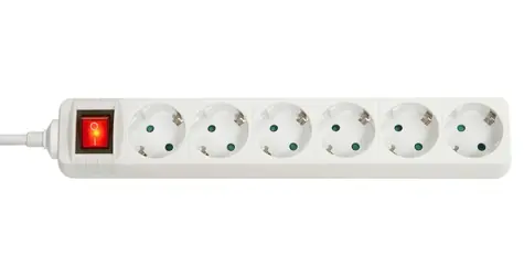 Lindy Prodlužovací přívod 6 zásuvek bílá / Zásuvková lišta / s vypínačem / Schuko / 3500 W
