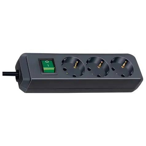 Brennenstuhl Eco-Line černá / Prodlužovací přívod / 3x zásuvka / 5 m / vypínač