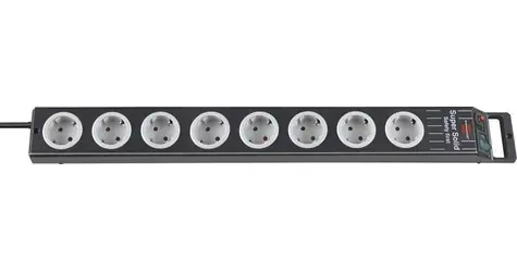 Brennenstuhl Super-Solid Line černo-šedá / Prodlužovací přívod / 8 zásuvek / 2,5 m / vypínač / dětská pojistka