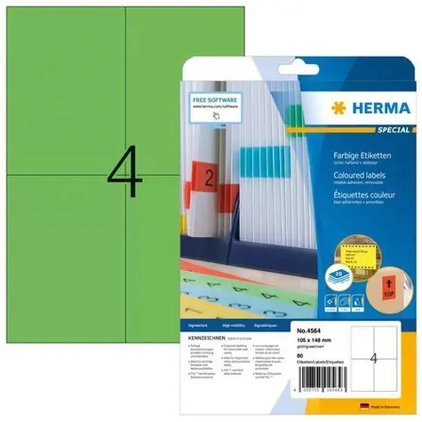 HERMA Etikety A4 zelené odnímatelné / Etikety / 105x148 mm / 80 ks