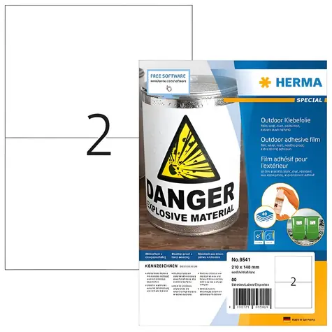 HERMA Outdoor etikety A4 bílé / Etikety / voděodolné / matné / 210x148 mm / 80 ks