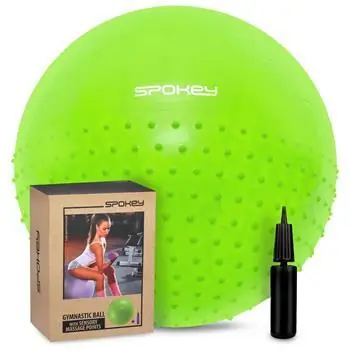 Spokey HALF FIT zelený / Gymnastický míč / 2v1 masážní / 65 cm / pumpička v balení