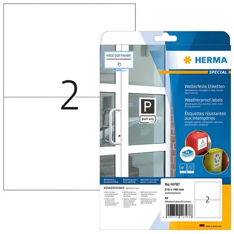 Herma Etikety Outdoor bílá / Etikety / voděodolné / 210x148 mm / 40 ks