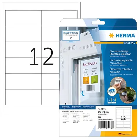 Herma Univerzální etikety 97x42,3 mm bílé / Etikety / Snímatelné / 240 ks