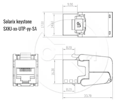Solarix samořezný keystone CAT6 UTP / Konektor RJ45 / nestíněný / Component Level / 4PPoE