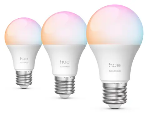 Philips Hue Essential A60 E27 8W 3 ks / Chytrá LED žárovka / Bluetooth/Zigbee / stmívatelná