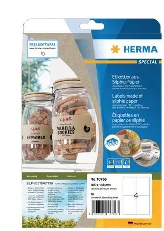 HERMA Silphie etikety 105x148mm hnědá / Etikety / permanentní / 80 ks / 20 listů