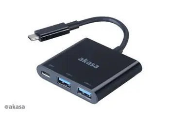 Akasa AK-CBCA08-15BK černá / Redukce USB-C / Power Delivery / 2x USB-A 3.0 / 15 cm