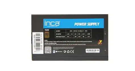 INCA IPS-075PB černá / PC zdroj / 750W / 80 PLUS Bronze / 120mm ventilátor / nemodulární