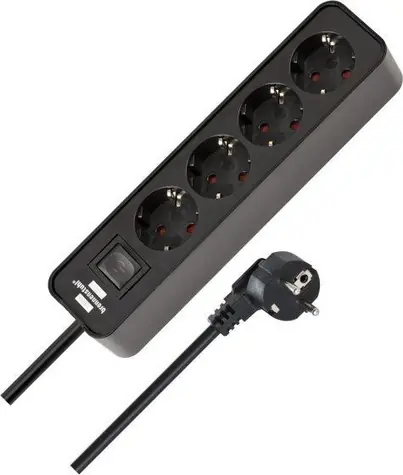 Brennenstuhl Ecolor černá / Prodlužovací kabel / 4x 230V / 1,5 m / vypínač