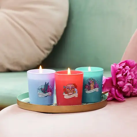 Frida Kahlo Graceful Moments, Full Moon, Lavender / Vonná svíčka / Sada 3 ks / 70 g