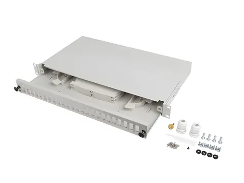 Lanberg Optický patch panel 19" 1U šedý / Patch panel / 24x SC Duplex / 24x LC Quad