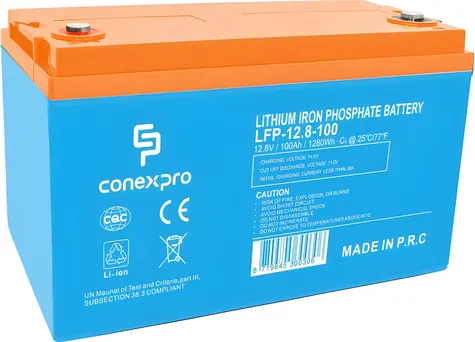 Conexpro LFP-12.8-100 / Baterie LiFePO4 / 12,8V / 100Ah / M8 / Bluetooth