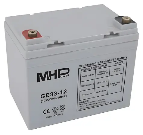 MHPower GE33-12 / Gelový akumulátor / GEL / 12V / 33Ah / T2-M6 / Deep Cycle