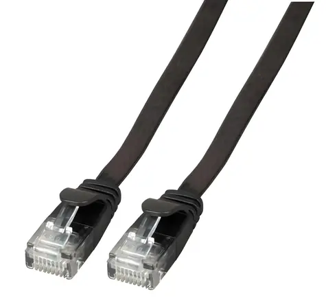 EFB Cat6A 3 m černá / Plochý patch kabel / RJ-45 / U/UTP / PVC / 10Gbit/s