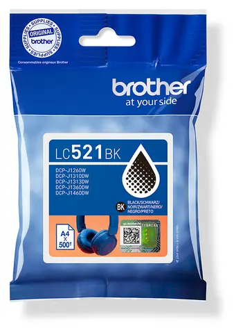 Brother LC521BK černá / Cartridge / originální / pro DCP-J1260W, DCP-J1360DW, DCP-J1460DW