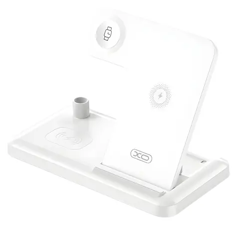 XO WX033 bílá / Bezdrátová nabíječka 4v1 / 15W / USB-C