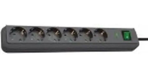Brennenstuhl Eco-Line černá / Prodlužovací kabel / 6x zásuvka / vypínač / 1,5 m / 3680 W