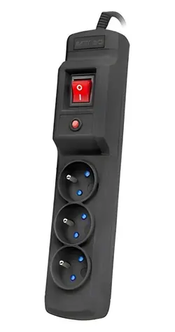 Armac Multi M3 černá / Přepěťová ochrana / 3 zásuvky / 3 m kabel / 2500 W