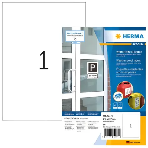 HERMA Outdoor etiketa A4 bílá / Etiketa / voděodolné / 210x297 mm / 80 ks