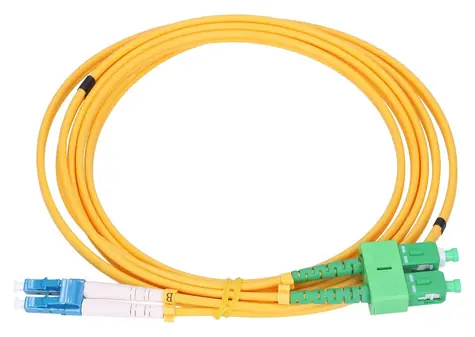 Extralink SC/APC-LC/UPC žlutý / Patchcord / Jednomódový / Duplex / G652D / 0,5 m