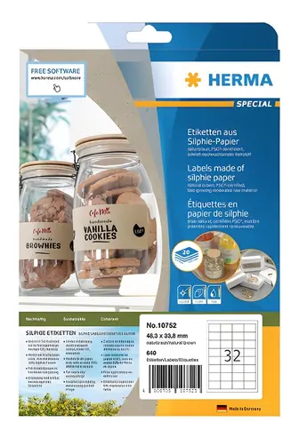 HERMA Silphie etikety 48,3x33,8mm hnědá / Etikety / permanentní / 640 ks / 20 listů