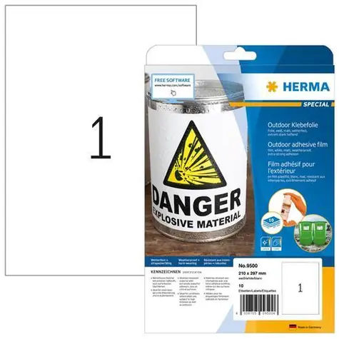 Herma Outdoor etikety A4 bílé matné / Etikety / voděodolné / 210x297 mm / 10 ks