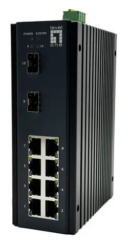 LevelOne IGU-1071 / Průmyslový switch / 8x GE / 2x SFP / Managed L2+ / IP40