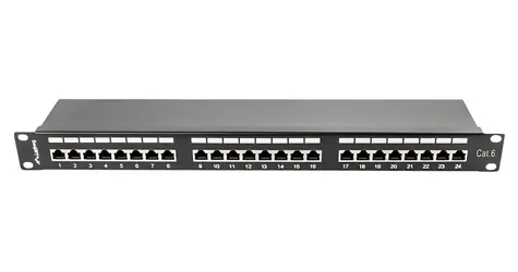Lanberg PPS6-1024-B černý / Patch panel / 24 portů / RJ-45 / Cat6 STP / 1U / 19"