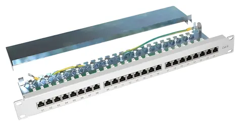 XtendLan Patch panel 19" šedý / Patch panel / 24 portů / Cat6 / stíněný