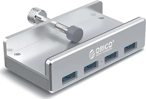 Orico MH4PU-SV-BP stříbrná / USB hub / 4x USB-A 3.0 / upínací úchyt / hliníkové tělo