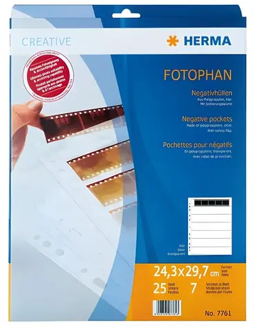 HERMA Obal na negativ 35 mm / Obal na negativ / PP čirý / 25 listů / 7 pásků