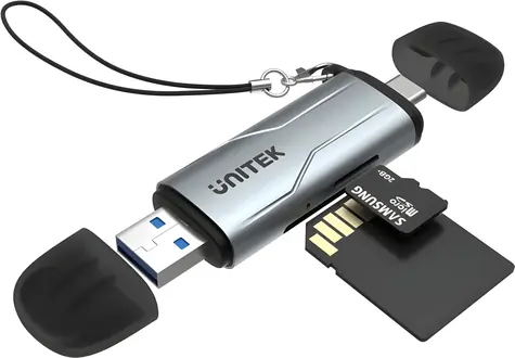 Unitek R1010A / Čtečka paměťových karet / SD & microSD / USB-A 5Gbps / USB-C